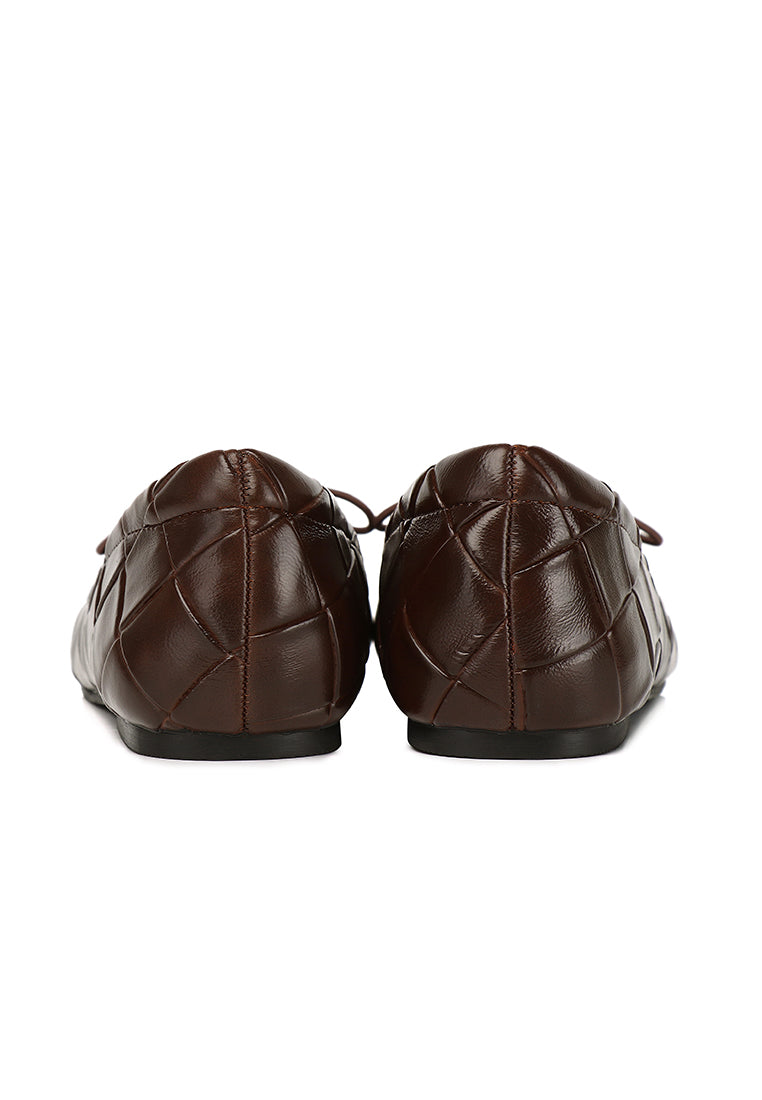 Romy Embossed-Pattern Slip-on Ballerinas In Espresso