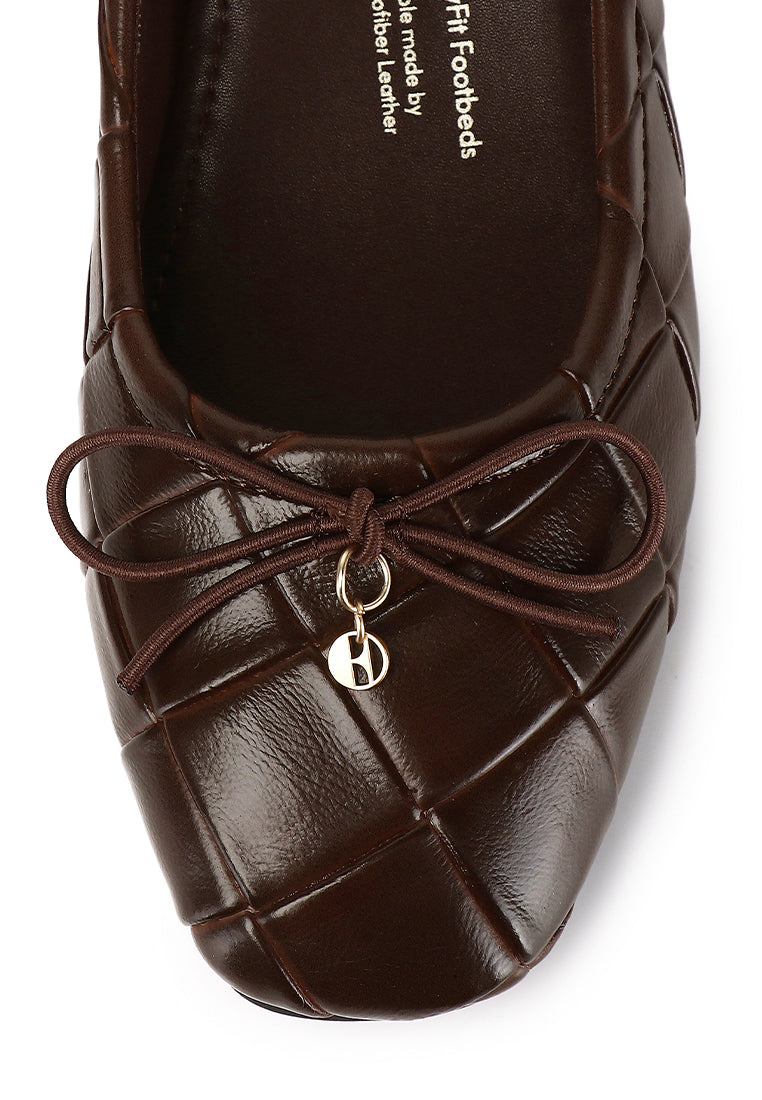 Romy Embossed-Pattern Slip-on Ballerinas In Espresso