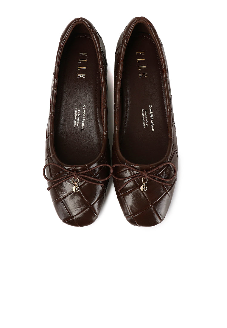 Romy Embossed-Pattern Slip-on Ballerinas In Espresso
