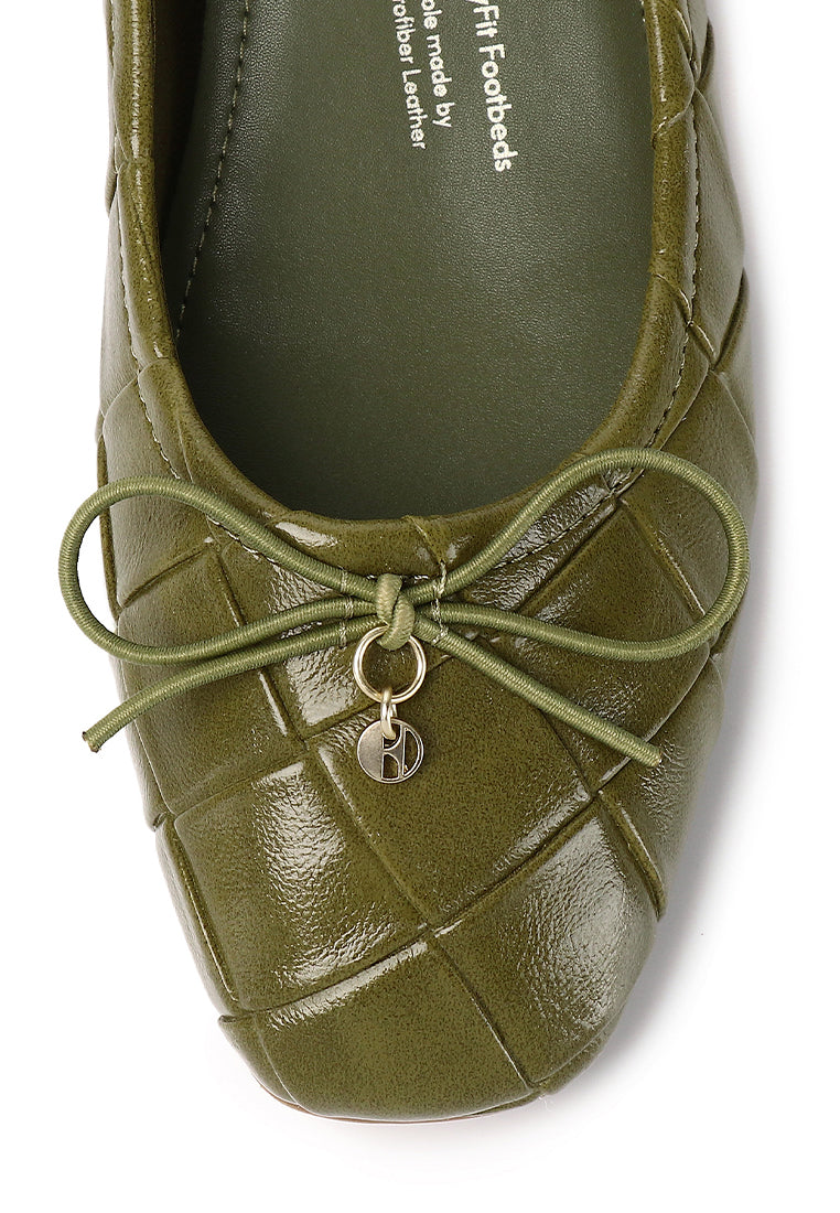 Romy Embossed-Pattern Slip-on Ballerinas In Olive