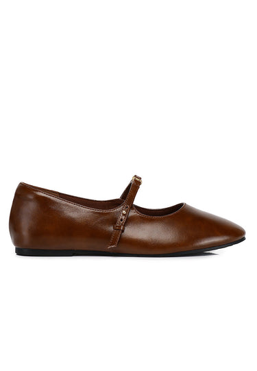 Lucille Mary Jane Flats In Brown