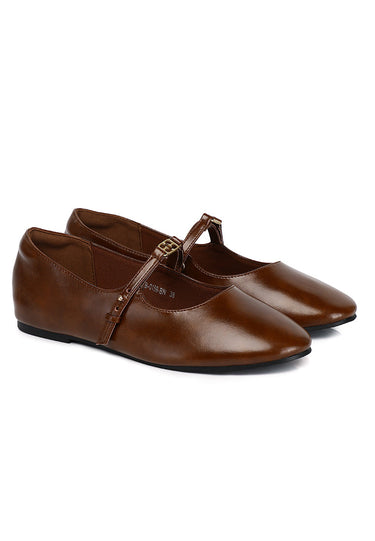 Lucille Mary Jane Flats In Brown
