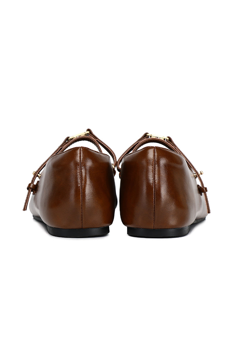 Lucille Mary Jane Flats In Brown