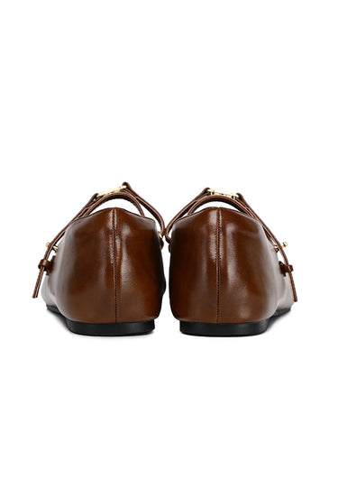 Lucille Mary Jane Flats In Brown
