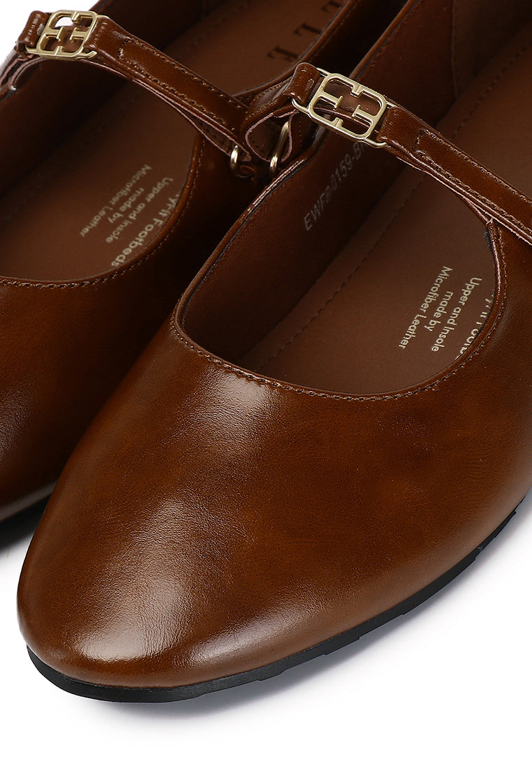 Lucille Mary Jane Flats In Brown