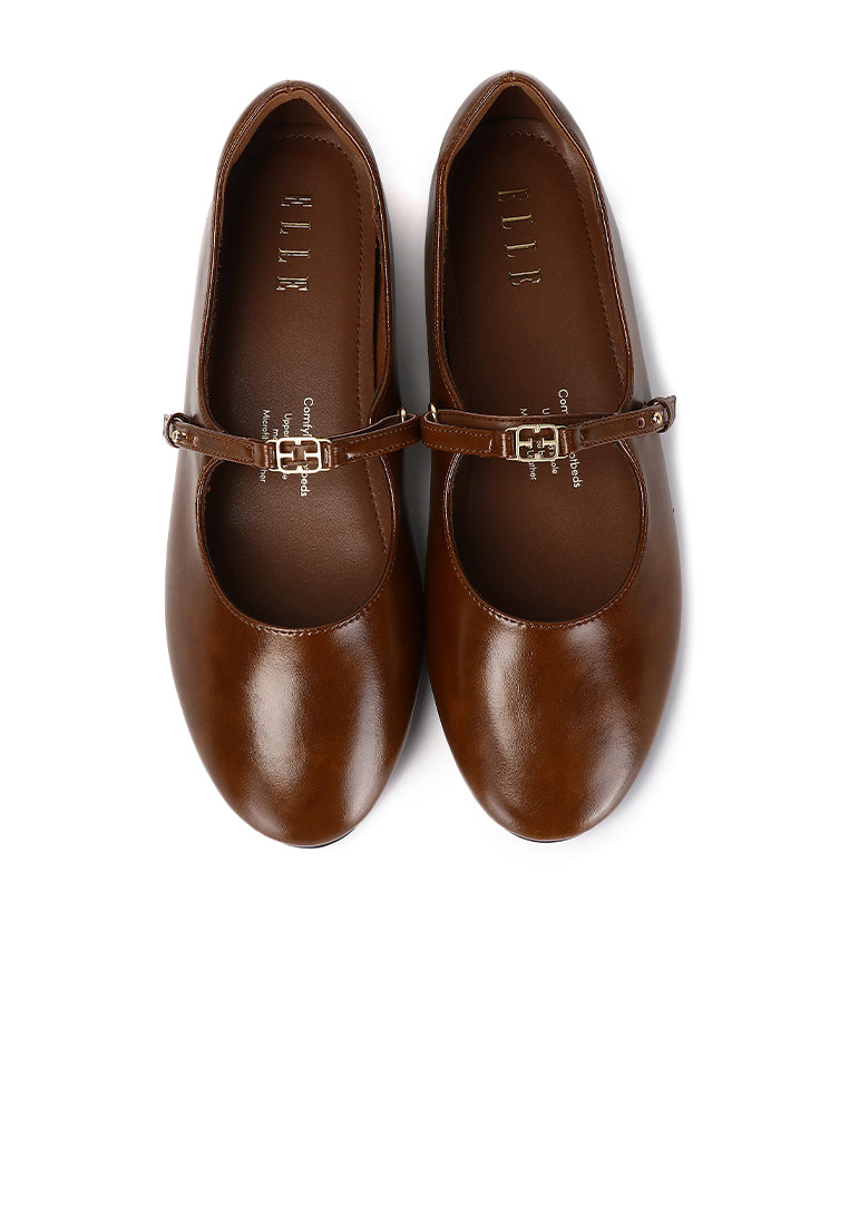 Lucille Mary Jane Flats In Brown