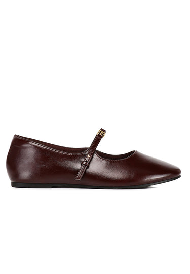 Lucille Mary Jane Flats In Maroon