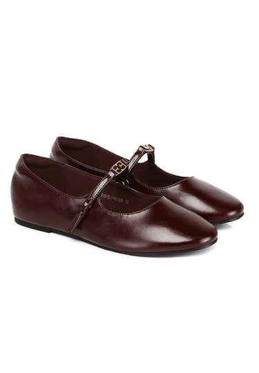 Lucille Mary Jane Flats In Maroon