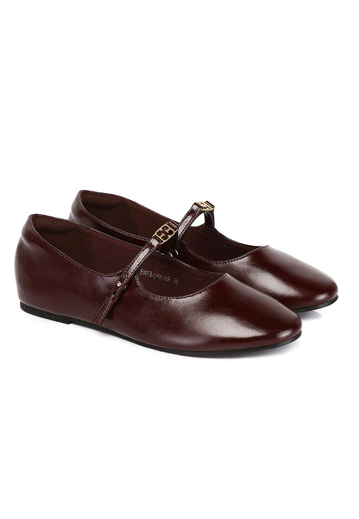 Lucille Mary Jane Flats In Maroon – alternate view