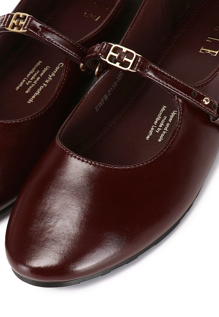 Lucille Mary Jane Flats In Maroon