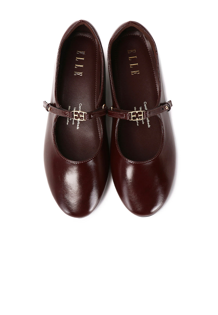 Lucille Mary Jane Flats In Maroon