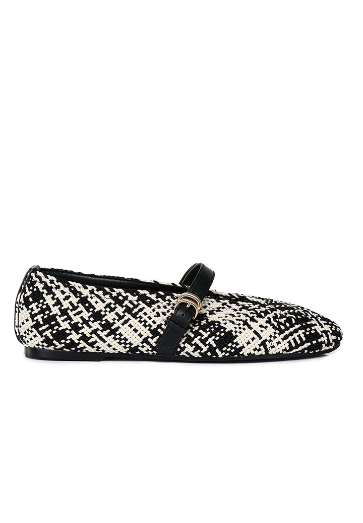 Noelle Woven Comfy Fit Footbed Microfiber Leather Flats & Ballerina In Black