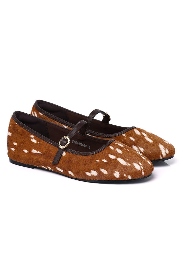Sienna Calf Hair Comfy Fit Footbed Premium Leather Flats & Ballerina In Brown – alternate view