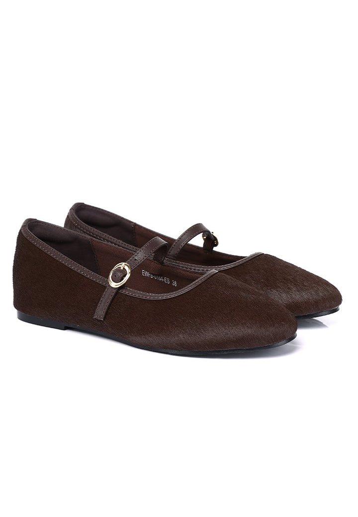 Sienna Calf Hair Comfy Fit Footbed Premium Leather Flats & Ballerina In Espresso – alternate view