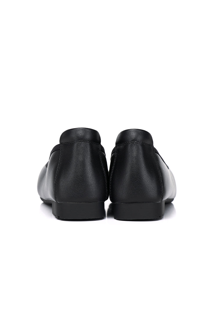 Martina Comfy Fit Footbed Premium Leather Flats & Ballerina In Black