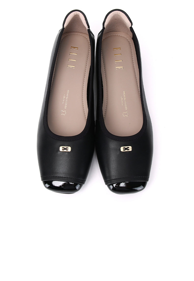 Martina Comfy Fit Footbed Premium Leather Flats & Ballerina In Black