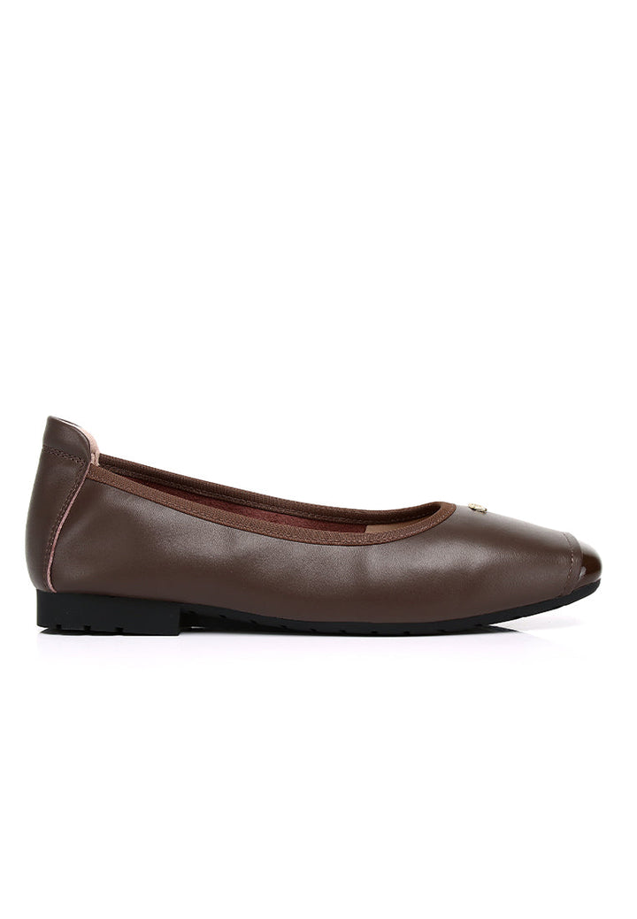Martina Comfy Fit Footbed Premium Leather Flats & Ballerina In Espresso