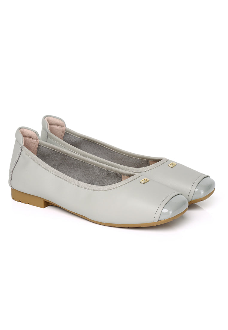 Martina Comfy Fit Footbed Premium Leather Flats & Ballerina In Light Blue