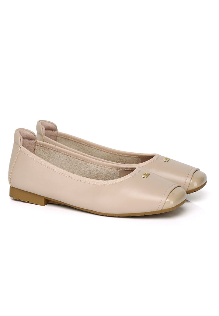 Martina Comfy Fit Footbed Premium Leather Flats & Ballerina In Nude – alternate view