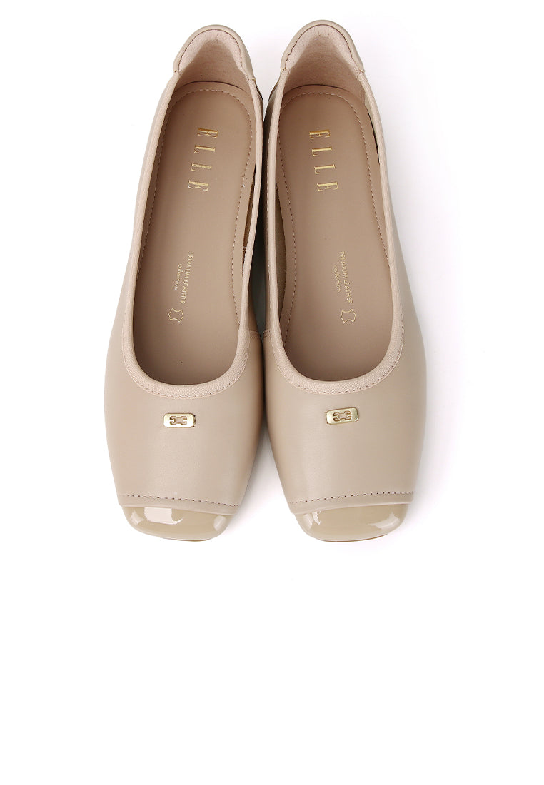 Martina Comfy Fit Footbed Premium Leather Flats & Ballerina In Nude