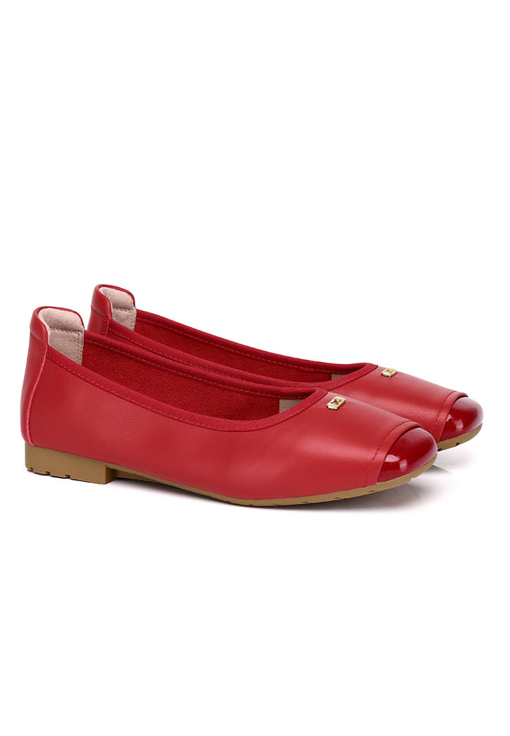 Martina Comfy Fit Footbed Premium Leather Flats & Ballerina In Red – alternate view