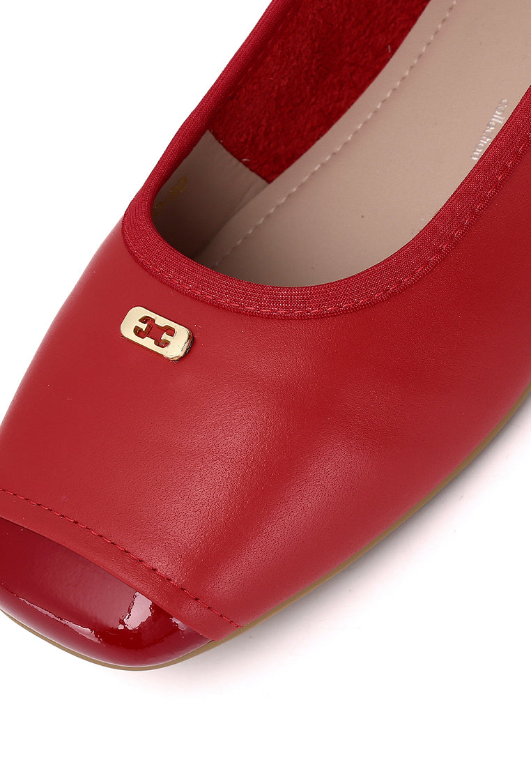 Martina Comfy Fit Footbed Premium Leather Flats & Ballerina In Red