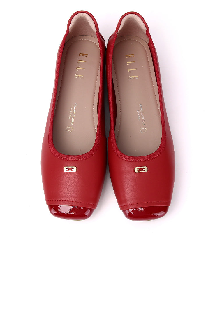 Martina Comfy Fit Footbed Premium Leather Flats & Ballerina In Red