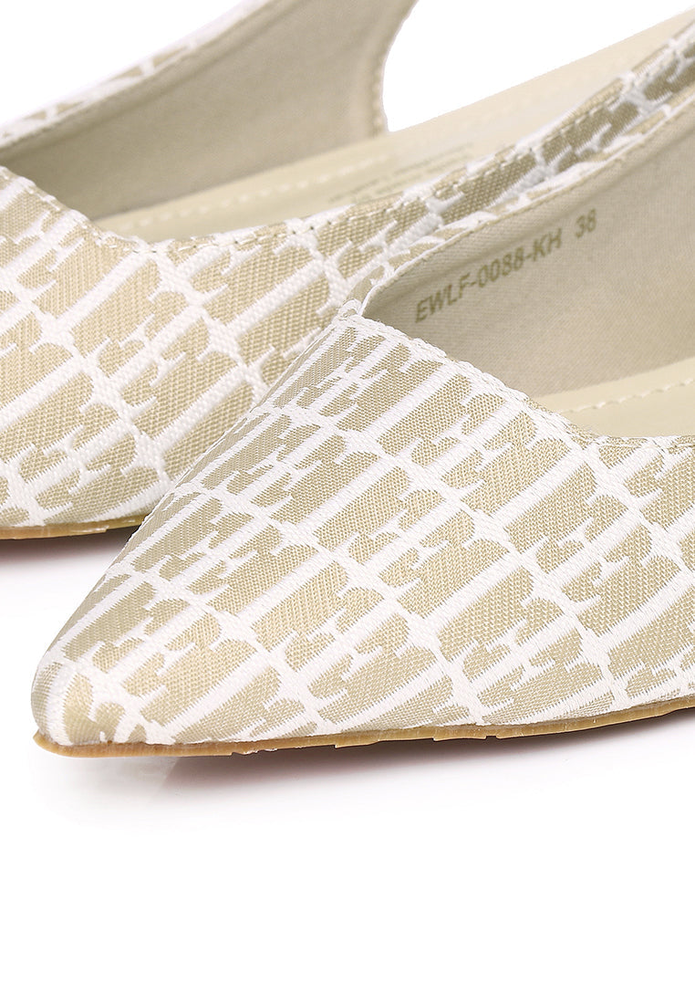 Anna Microfiber Leather Flats In Khaki