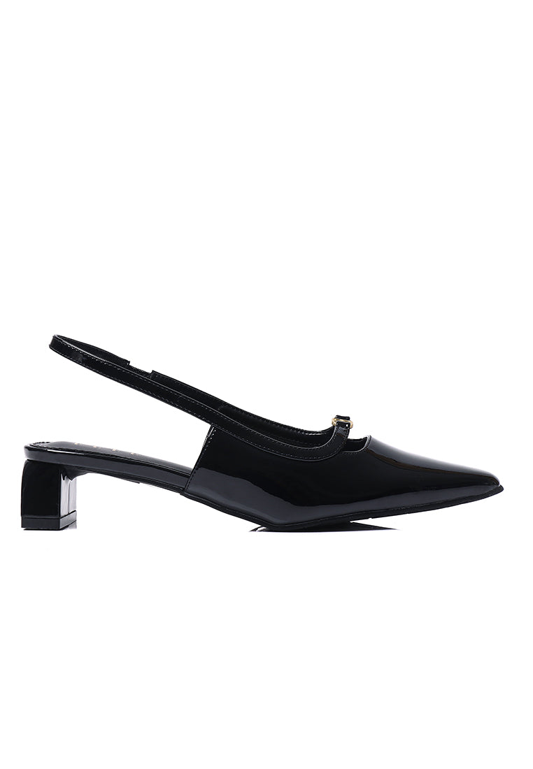 Audrey Microfiber Leather Heels In Black