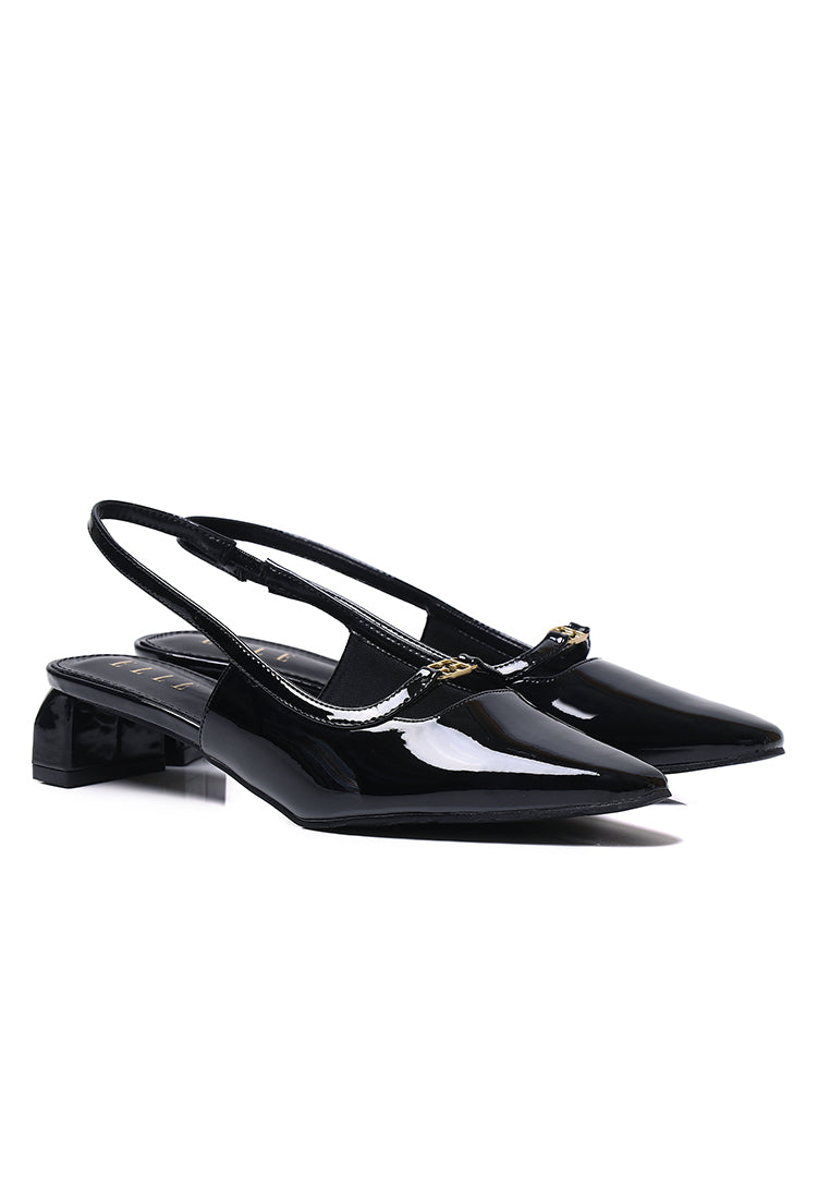 Audrey Microfiber Leather Heels In Black