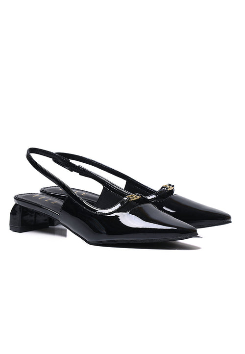 Audrey Microfiber Leather Heels In Black