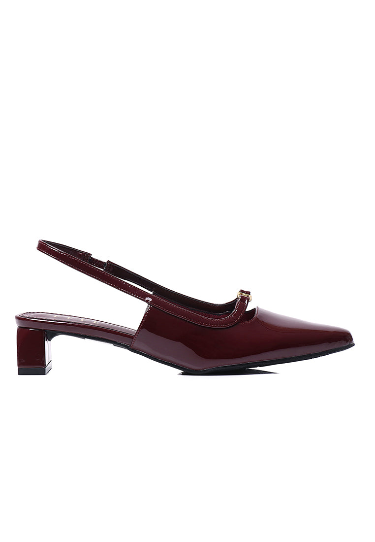 Audrey Microfiber Leather Heels In Maroon