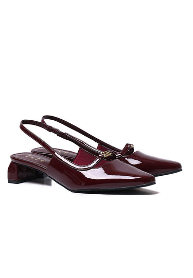 Audrey Slingback Heels In Maroon