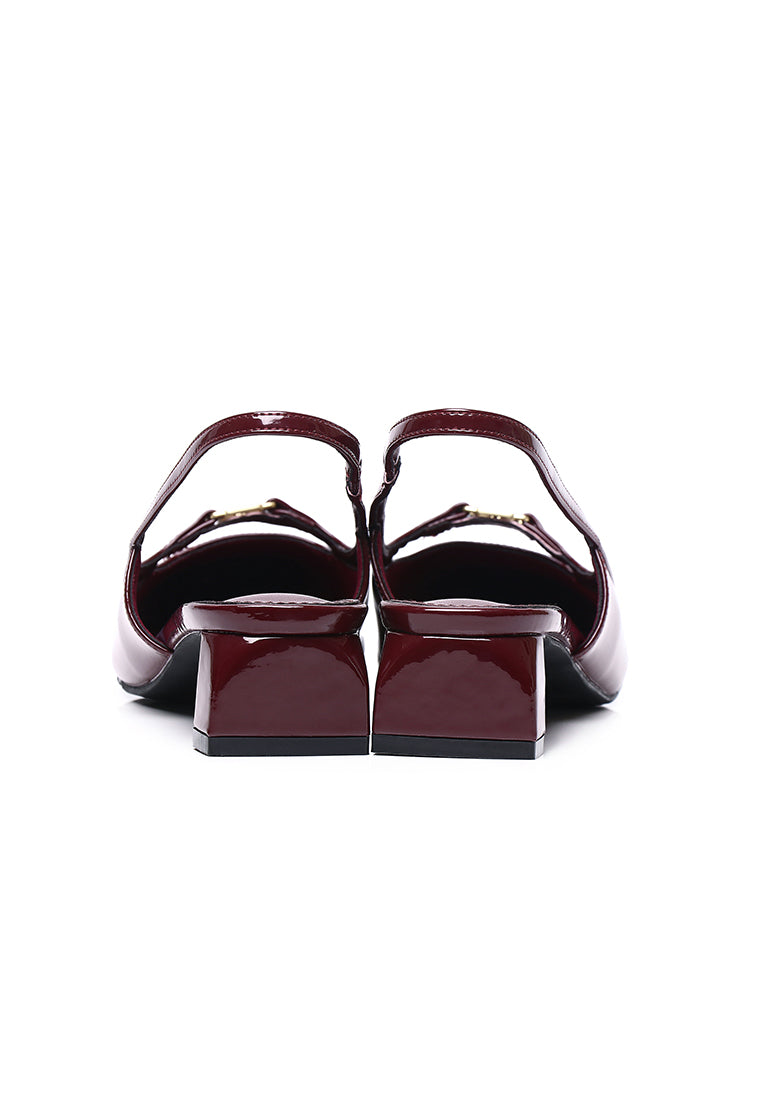 Audrey Microfiber Leather Heels In Maroon