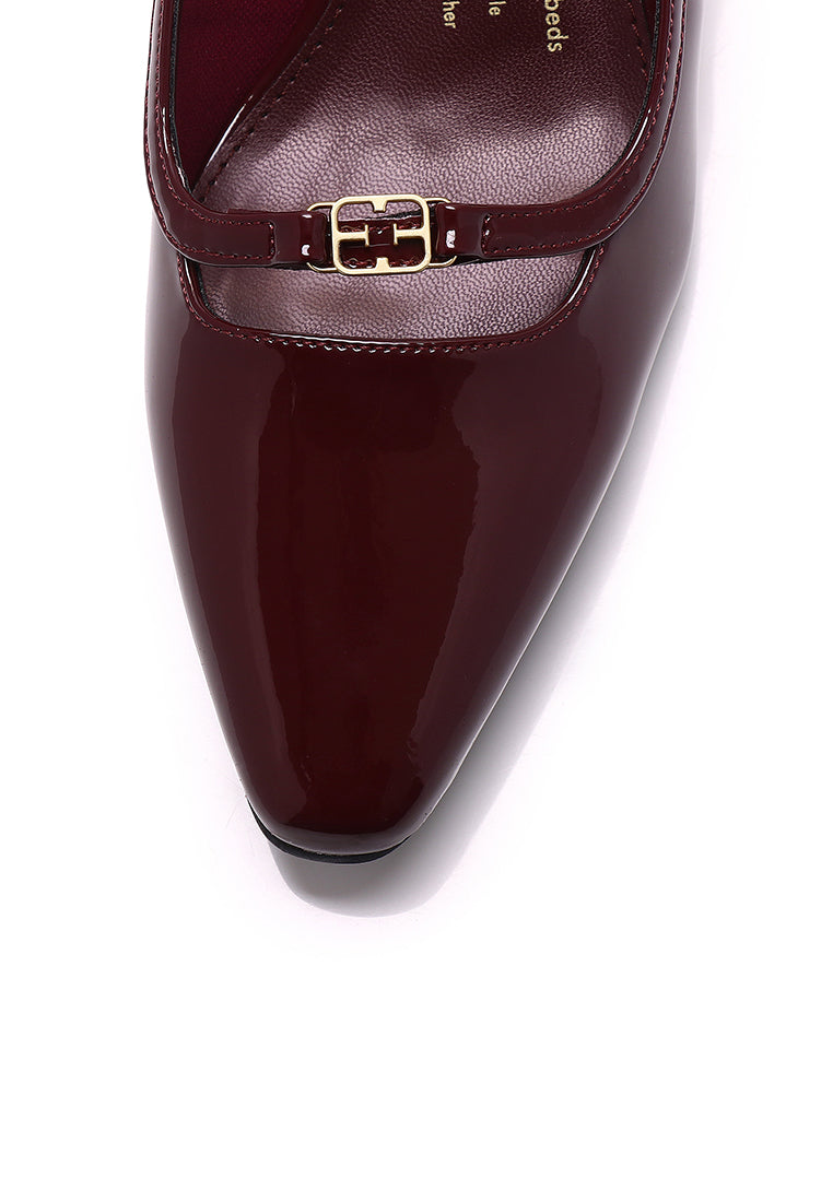 Audrey Microfiber Leather Heels In Maroon