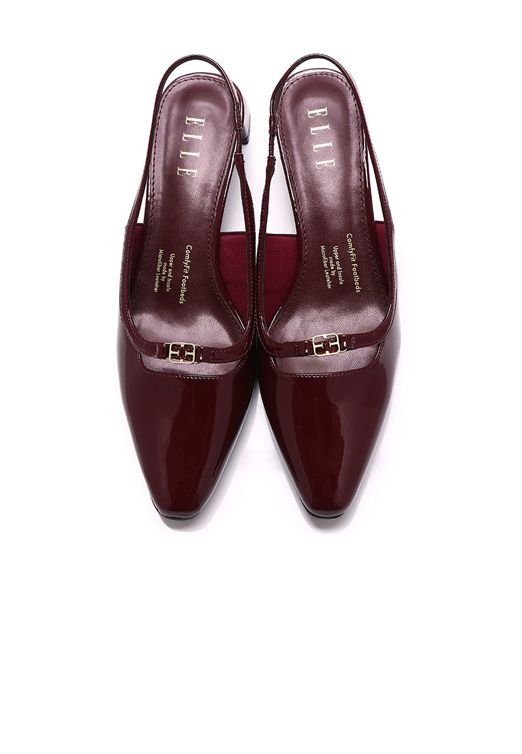 Audrey Microfiber Leather Heels In Maroon