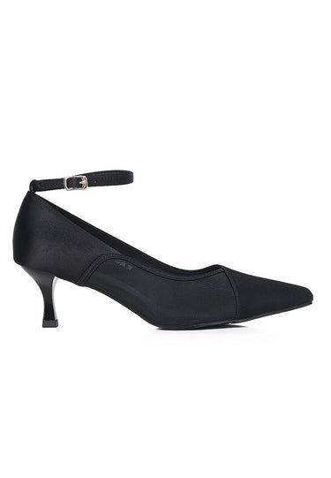 Maelle Mesh Microfiber Leather Heels In Black