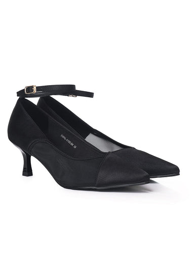 Maelle Mesh Microfiber Leather Heels In Black