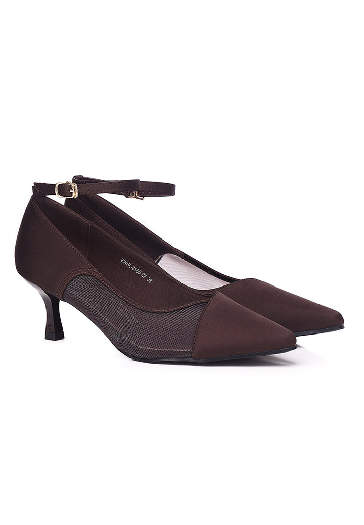 Maelle Mesh Microfiber Leather Heels In Coffee – alternate view