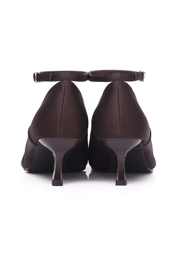 Maelle Mesh Microfiber Leather Heels In Coffee