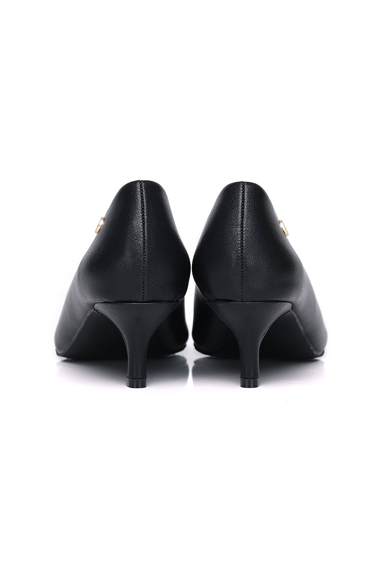 Jolin Microfiber Leather Heels In Black
