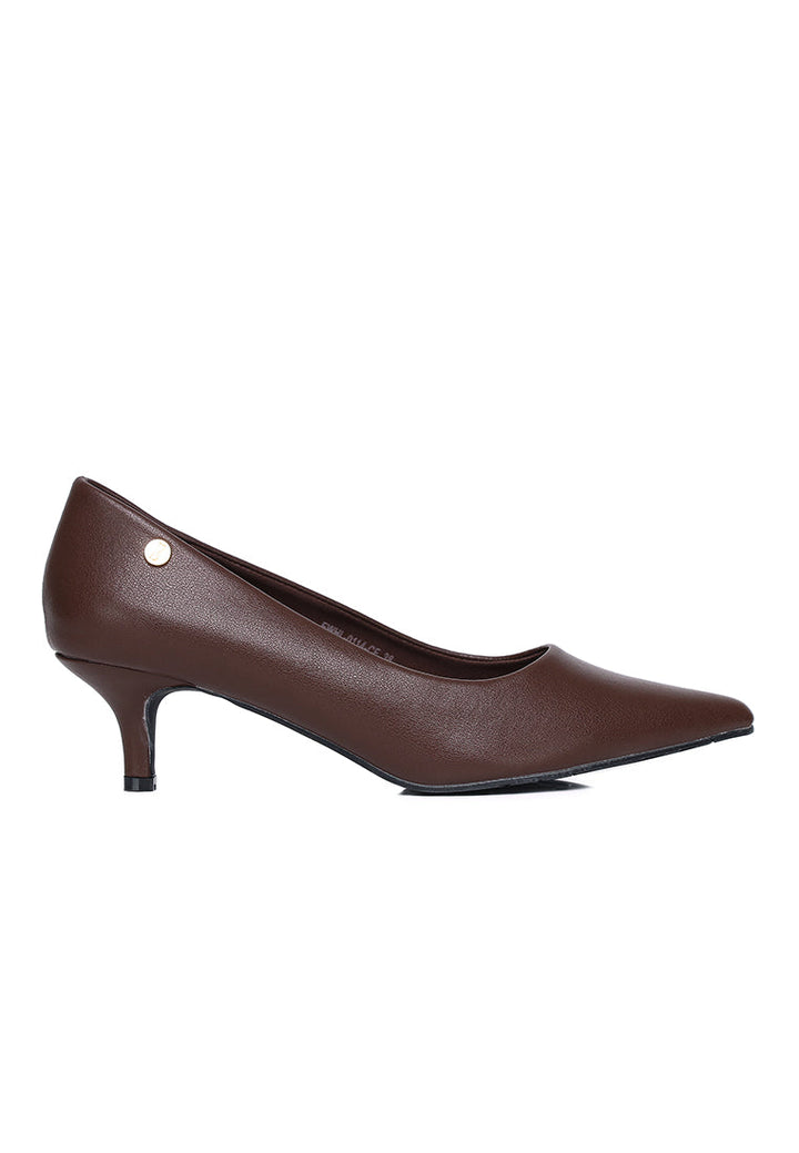 Jolin Microfiber Leather Heels In Coffee