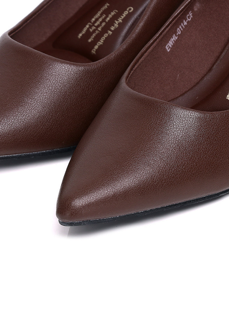 Jolin Microfiber Leather Heels In Coffee