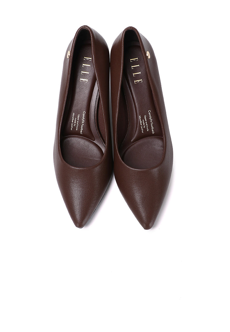 Jolin Microfiber Leather Heels In Coffee