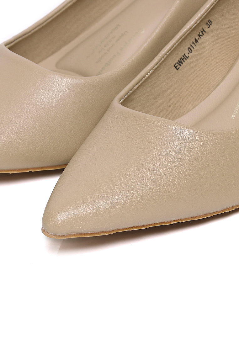 Jolin Microfiber Leather Heels In Khaki