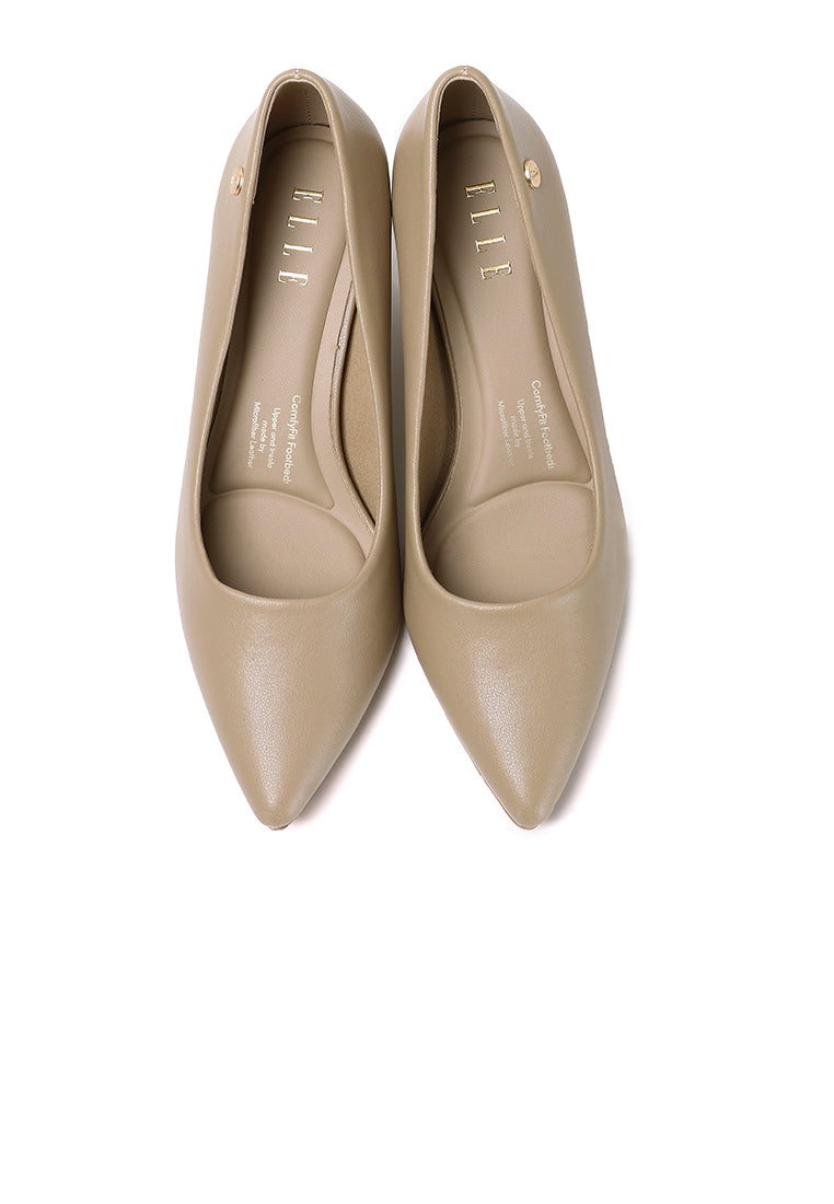 Jolin Microfiber Leather Heels In Khaki
