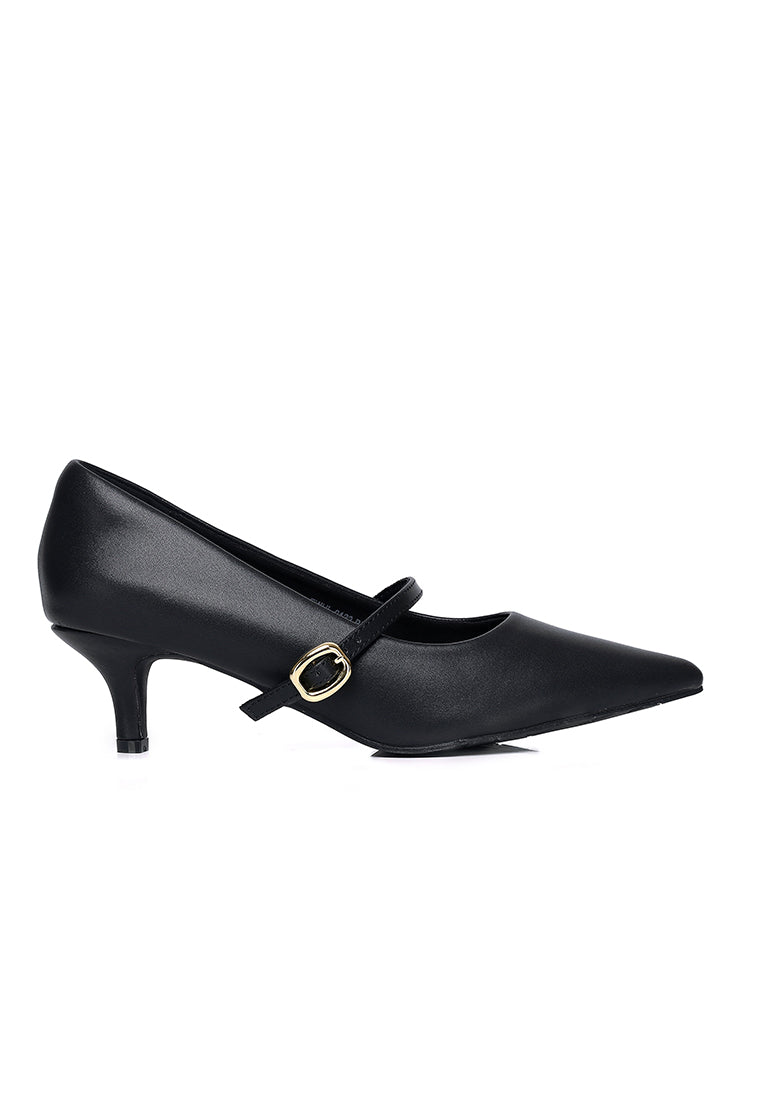 Molly Microfiber Leather Heels In Black