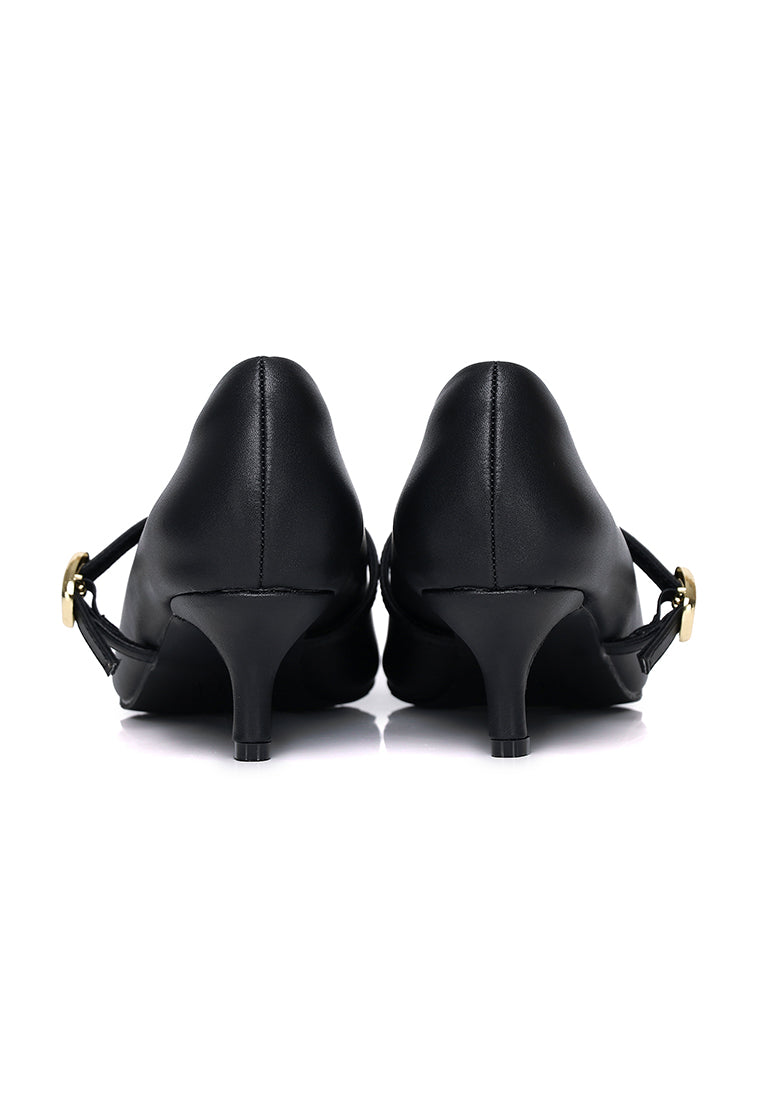Molly Microfiber Leather Heels In Black