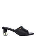 Nancy Microfiber Leather Heels In Black