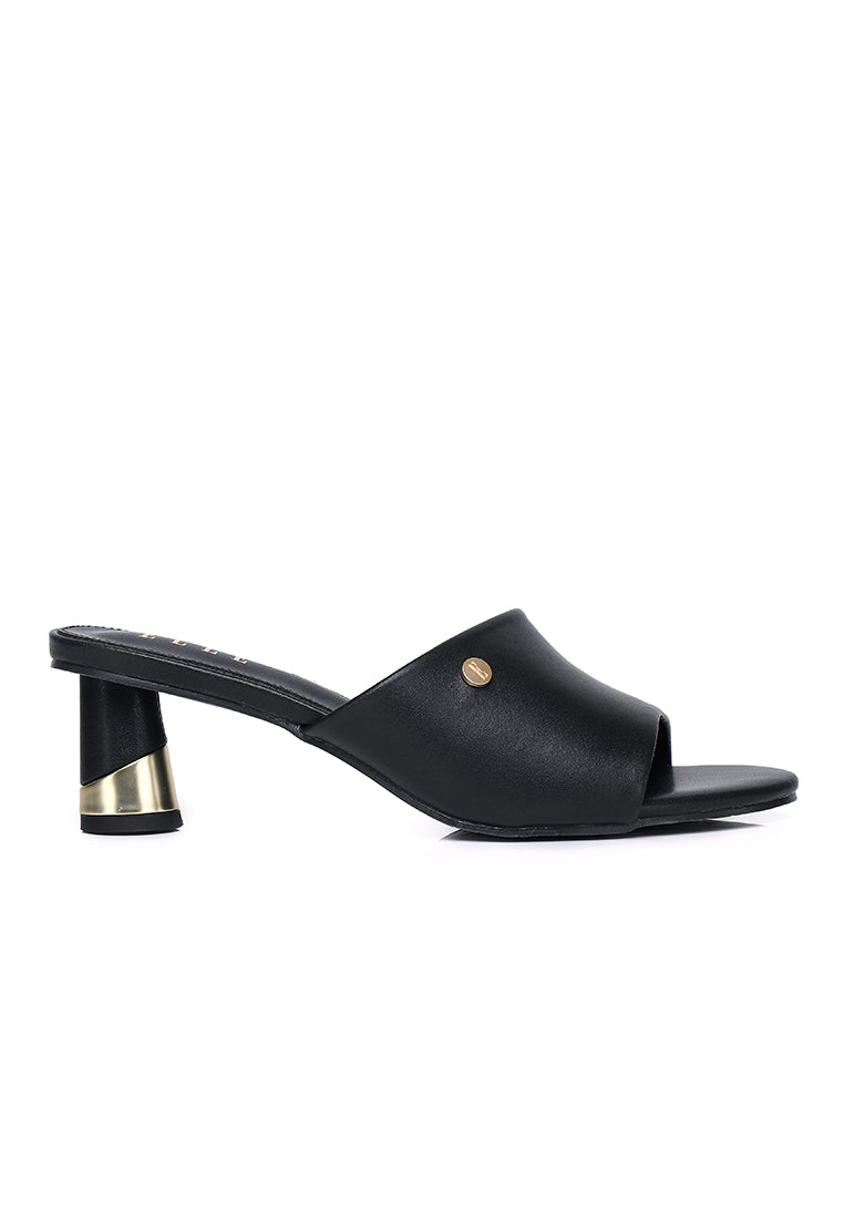 Nancy Microfiber Leather Heels In Black